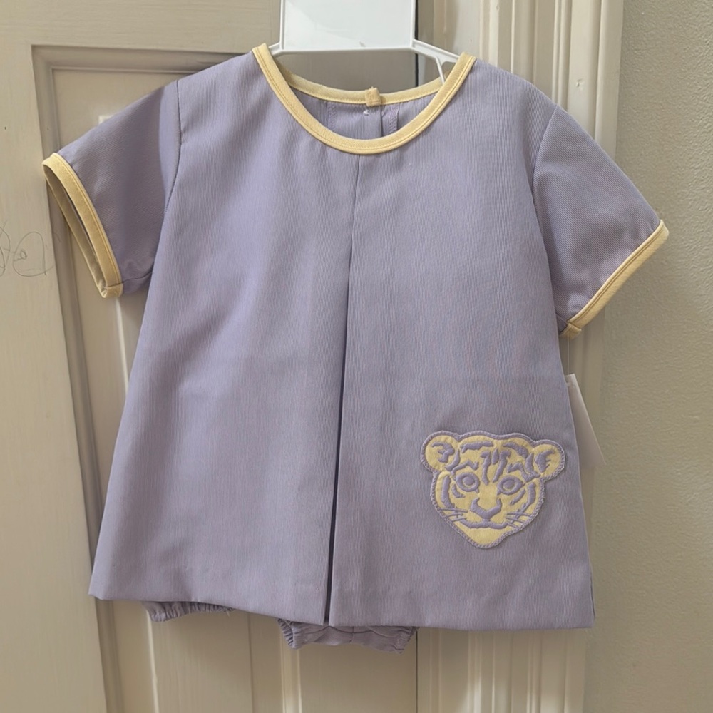 Boys Purple Tiger Embroidered bloomer Set 3T LSU